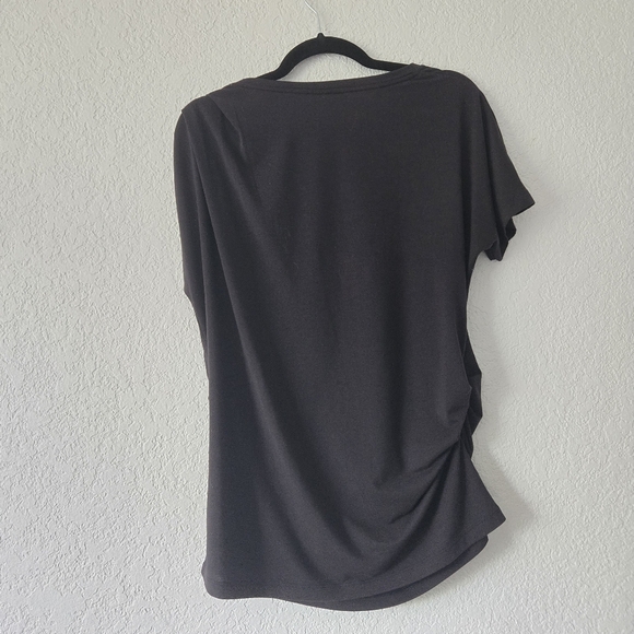 Ahtleta M Black Ruched Short Sleeve Tee Shirt Lyocell Blend - Picture 5 of 7
